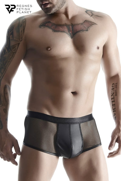 Boxer noir wetlook et mesh - Regnes Regnes