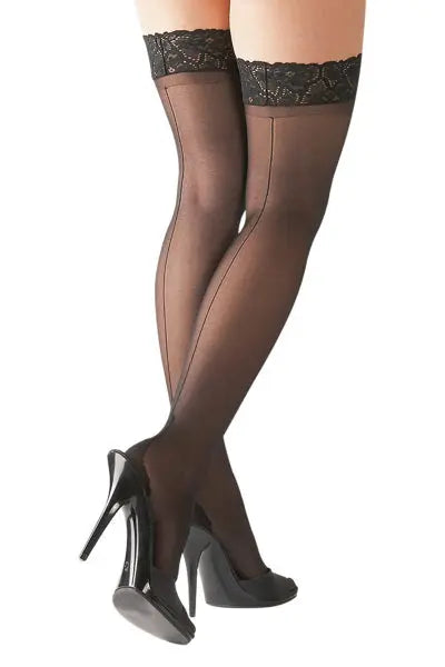 Bas autofixants couture noir 1 - Cotelli Legwear Cotelli Legwear