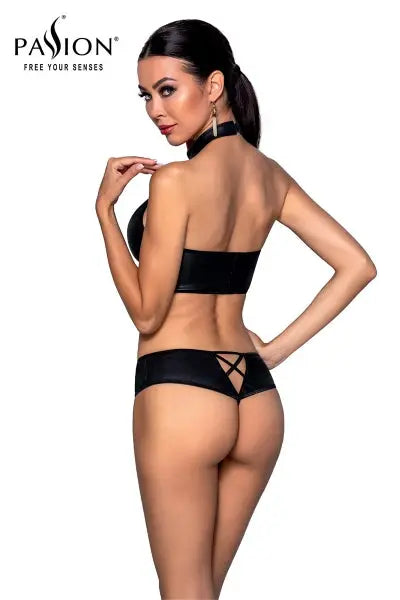 Bustier et string faux cuir Nancy - Passion Passion lingerie
