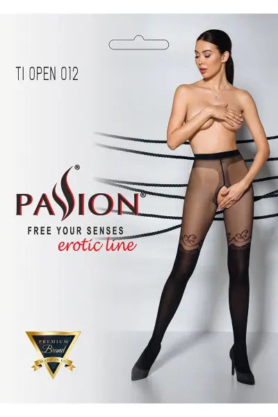 Collants ouverts TI012 20/40 deniers - noir Passion bas et collants
