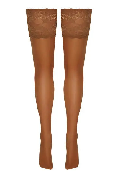 Bas autofixants large jarretière dentelle beige - Cotelli Legwear Cotelli Legwear
