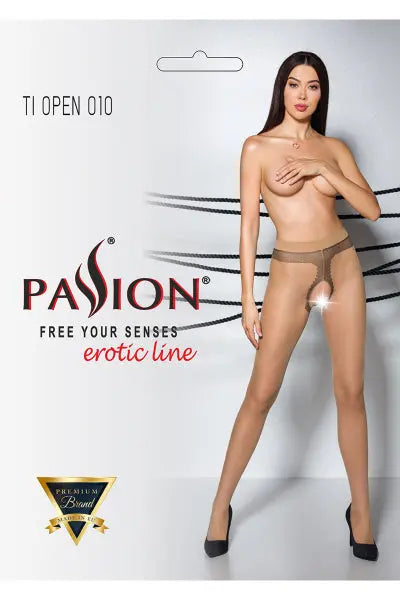 Collants ouverts TI010 20 deniers - beige Passion bas et collants