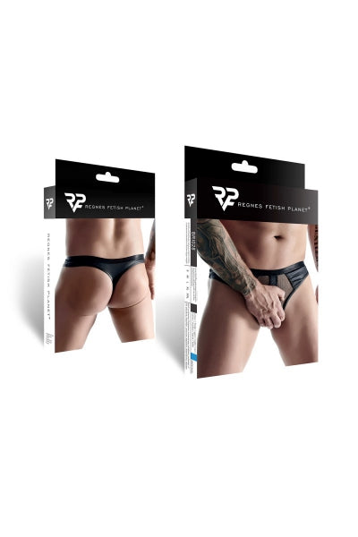 String noir wetlook et mesh - Regnes Regnes