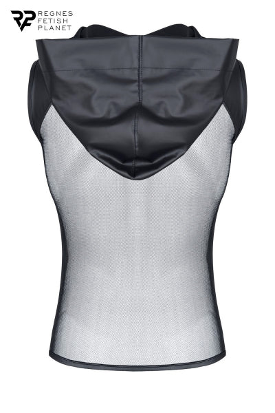 T-shirt à capuche wetlook et mesh - Regnes Regnes